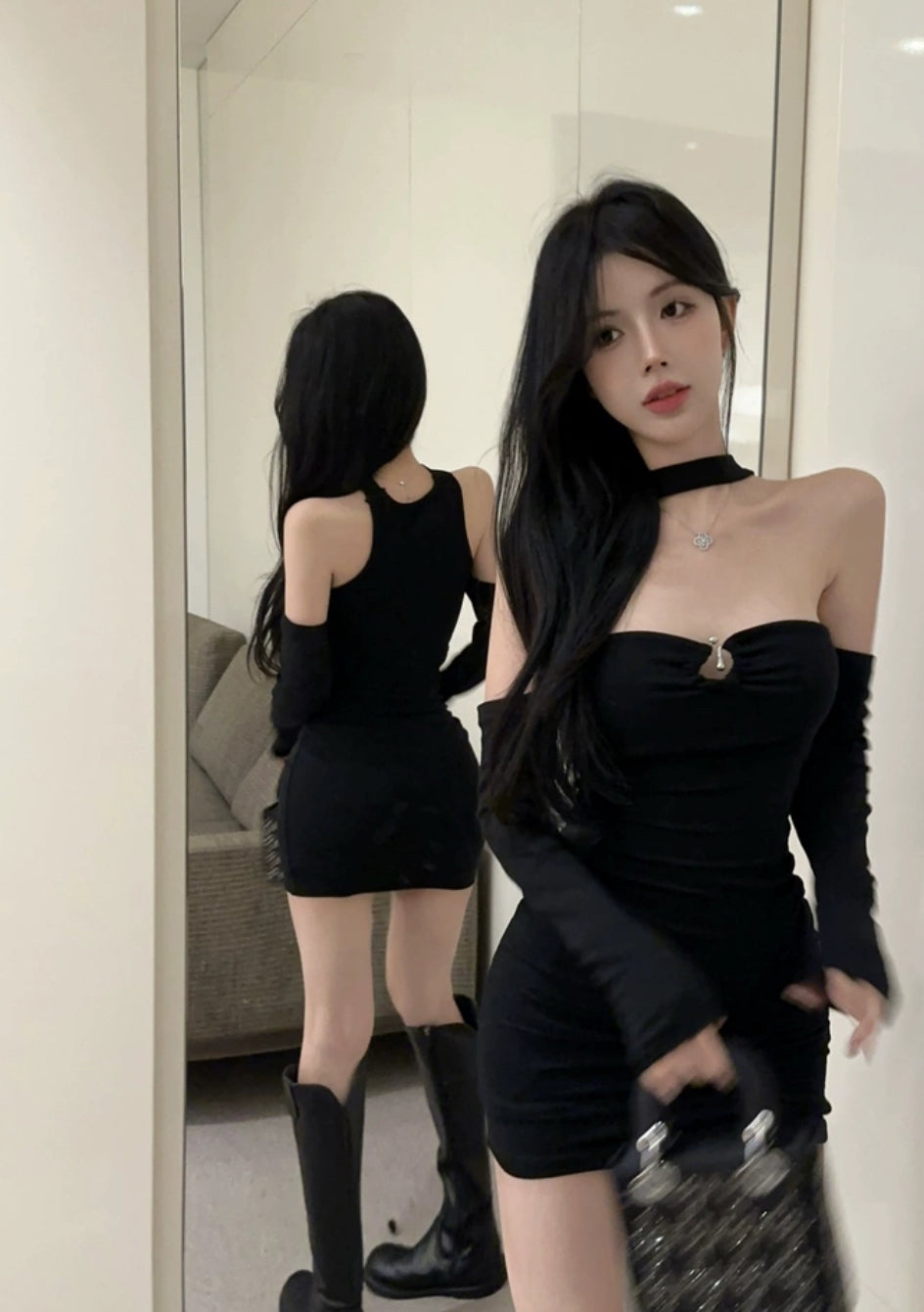 Black mini dress